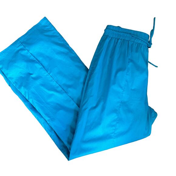 Lovers + Friends Cerulean Blue Wide Leg Pants MEDIUM Baggy Beach Cotton $158 NEW - Picture 7 of 8